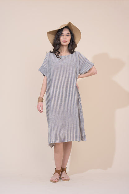 Railay Dress  - Navy Pebble Stripe