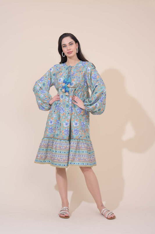 Boho Midi Dress - Florence Teal