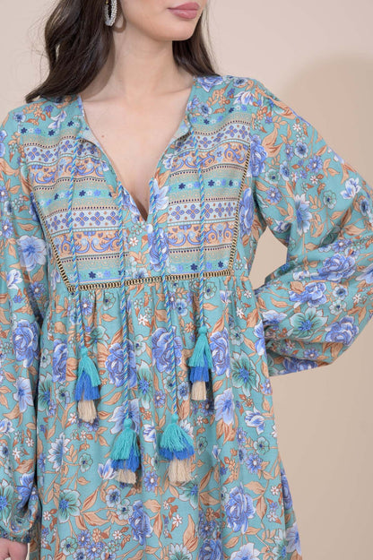 Boho Maxi Dress - Florence Teal